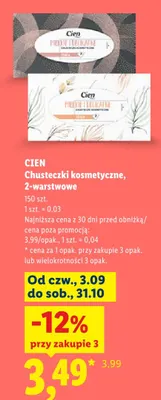Chusteczki kosmetyczne 2-warstwowe Cien promocja w Lidl