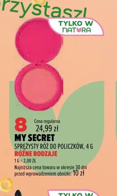 Sprężysty róż do policzków My Secret promocja w Drogerie Natura
