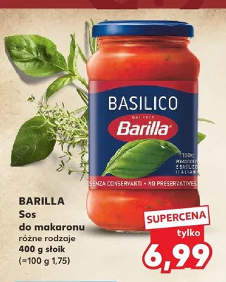 Sos do makaronu Barilla Basilico promocja w Kaufland