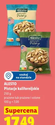 Pistacje kalifornijskie prażone Alesto promocja w Lidl