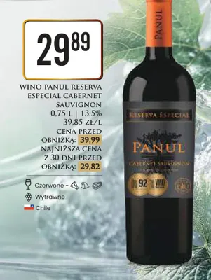 Wino czerwone wytrawne Panul Reserva Especial Cabernet Sauvignon promocja w Dino