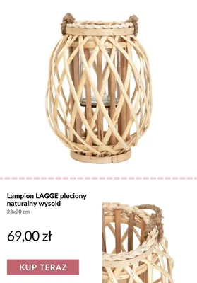 Lampion LAGGE pleciony naturalny wysoki 23x30 cm promocja w Homla