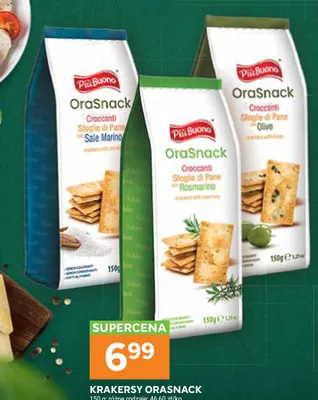 Krakersy OraSnack Rosmarino Più Buono promocja w Stokrotka
