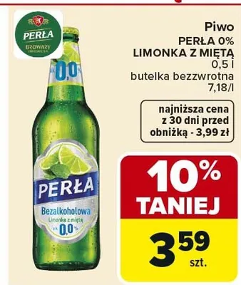 Piwo bezalkoholowe limonka z miętą promocja w Carrefour Market