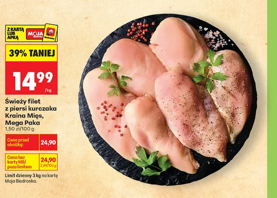 Świeży filet z piersi kurczaka Kraina Mięs Mega Paka promocja w Biedronka