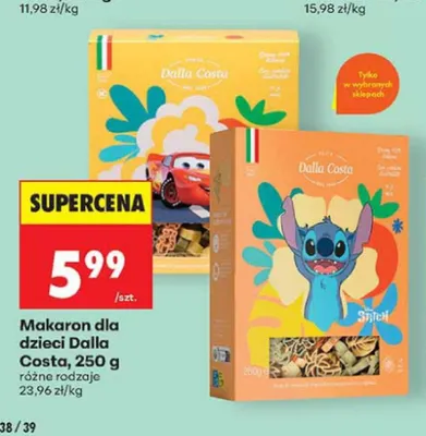 Makaron dla dzieci Dalla Costa Stitch promocja w Biedronka