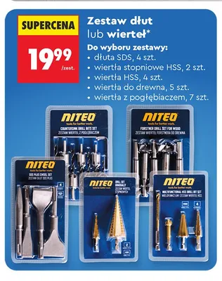 Zestaw wierteł do drewna NITEO 5-pak promocja w Biedronka
