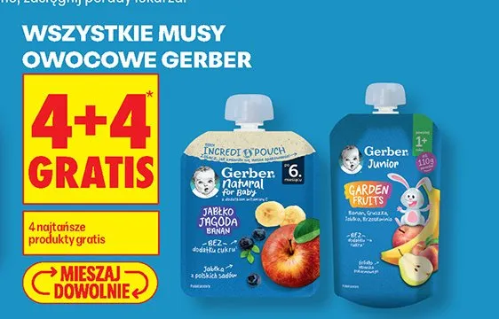 Mus owocowy Gerber Natural for Baby Jabłko Jagoda Banan promocja w Biedronka