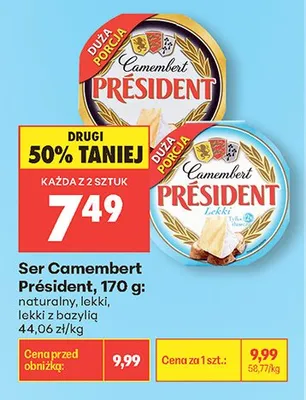 Ser Camembert Président lekki z bazylią promocja w Biedronka