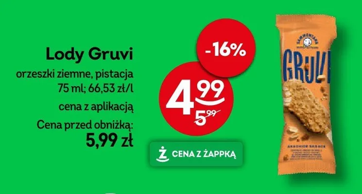 Lody Gruvi pistacja promocja w Żabka