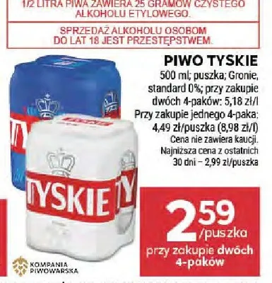 Piwo Tyskie Gronie standard promocja w Stokrotka