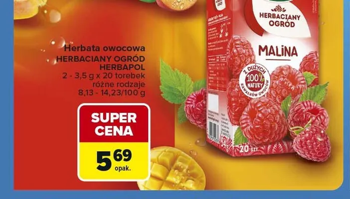 Herbata owocowa HERBACIANY OGRÓD HERBAPOL Malina promocja w Carrefour