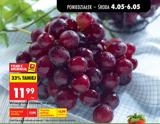 Winogrono różowe na wagę promocja w Biedronka