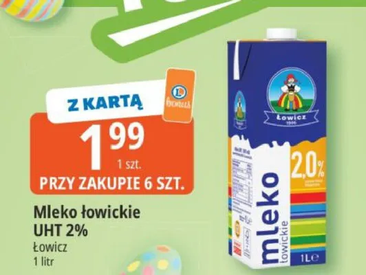 Mleko łowickie UHT 2% promocja w Leclerc