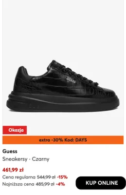 Sneakersy czarne Guess promocja w eobuwie.pl