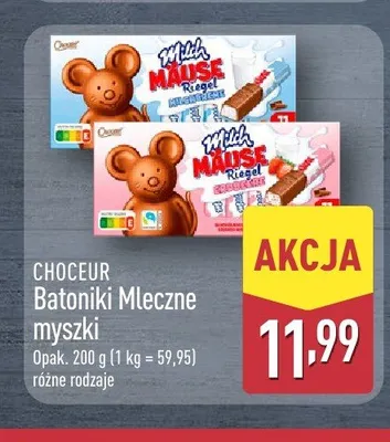 Batoniki Mleczne myszki Choceur z kremem truskawkowym promocja w Aldi