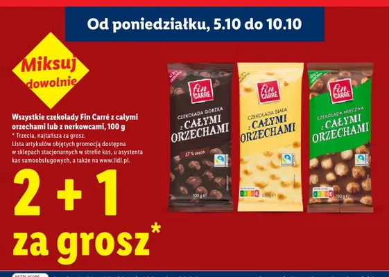 Czekolada biała z całymi orzechami Fin Carré promocja w Lidl