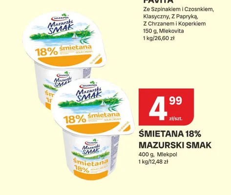 Śmietana 18% Mazurski Smak promocja w Chorten