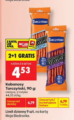 Kabanosy cielęce Tarczyński promocja w Biedronka