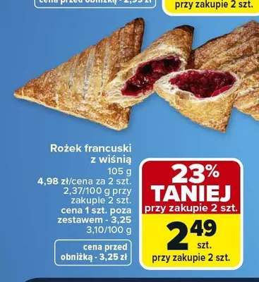 Rożek francuski z wiśnią promocja w Carrefour