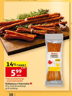 Kabanosy z kurczaka Auchan promocja w Auchan