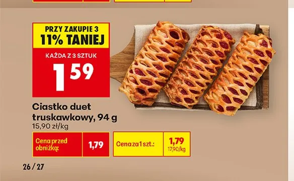 Ciastko duet truskawkowy promocja w Biedronka