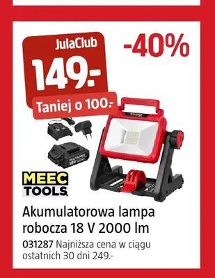 Akumulatorowa lampa robocza Meec Tools promocja w Jula