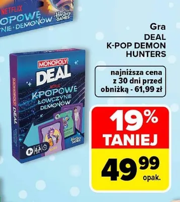 Gra Monopoly Deal K-Pop Demon Hunters promocja w Carrefour