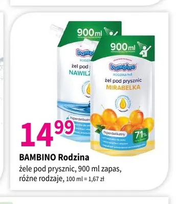 Żel pod prysznic zapas Bambino Rodzina mirabelka promocja w Drogerie Polskie