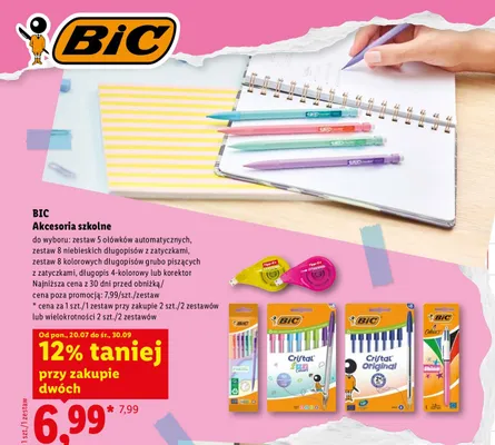 Zestaw 8 kolorowych długopisów grubo piszących z zatyczkami BIC promocja w Lidl