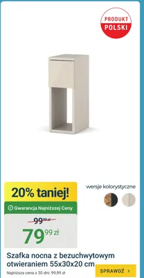Szafka nocna z bezuchwytowym otwieraniem 55x30x20cm promocja w ERLI