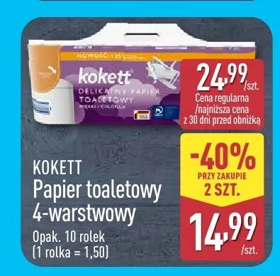 Papier toaletowy 4-warstwowy Kokett promocja w Aldi