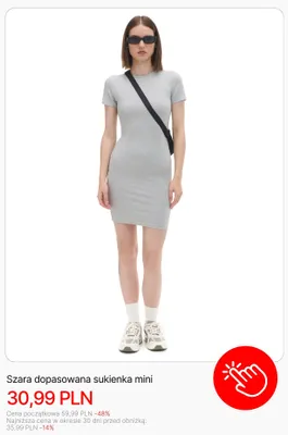 Sukienka mini dopasowana szara Cropp promocja w Cropp