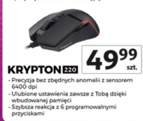 Mysz gamingowa Krypton 220 promocja w Auchan