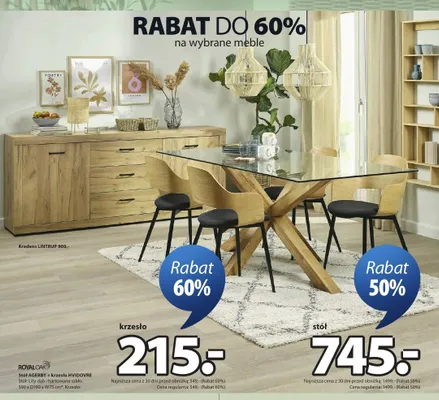 Stół AGERBY + krzesło HVIDOVRE promocja w Jysk