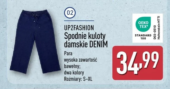 Spodnie kuloty damskie Denim UP2FASHION promocja w Aldi