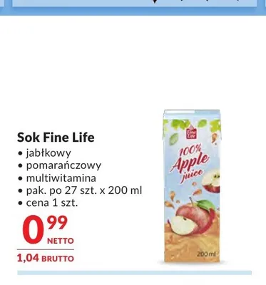 Sok multiwitamina Fine Life promocja w Makro
