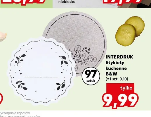 Etykiety kuchenne Interdruk B&W 97-pak promocja w Kaufland