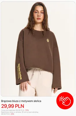 Bluza brązowa z motywem słońca Cropp promocja w Cropp