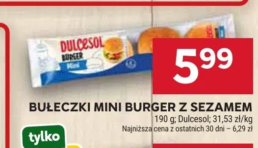 Bułeczki mini burger z sezamem Dulcesol promocja w Stokrotka