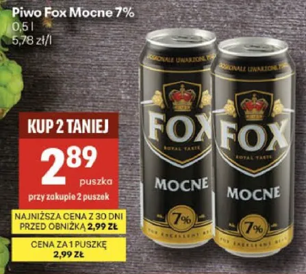 Piwo Fox Mocne 7% promocja w Delikatesy Centrum