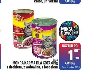Mokra karma dla kota z wołowiną Basil promocja w Tomi Markt