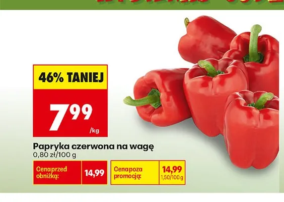Papryka czerwona na wagę promocja w Biedronka