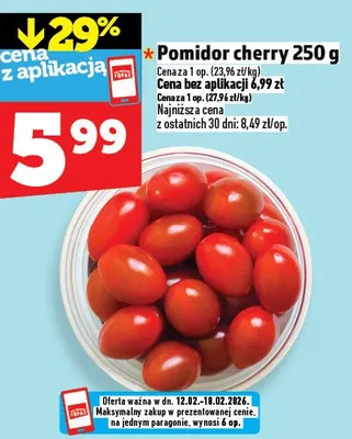 Pomidor cherry 250 g promocja w TOPAZ