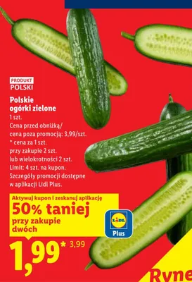 Ogórki zielone polskie promocja w Lidl