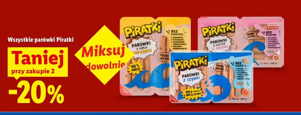 Parówki z szynki Piratki promocja w Lidl