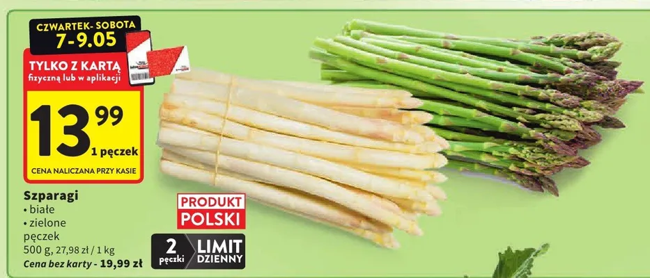 Szparagi zielone polskie pęczek promocja w Intermarche