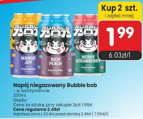 Napój niegazowany Bubble Bob Gladio promocja w Market Point