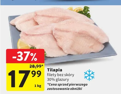 Tilapia filety bez skóry promocja w Intermarche
