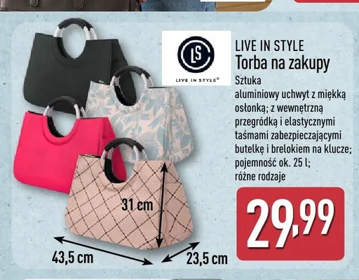Torba na zakupy LIVE IN STYLE promocja w Aldi
